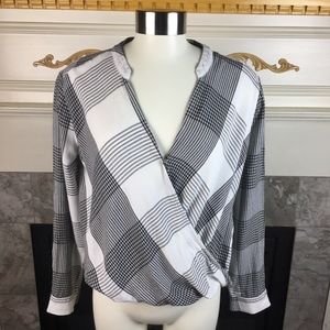 SPLENDID S Eastridge Plaid Crossover Hi Lo Blouse